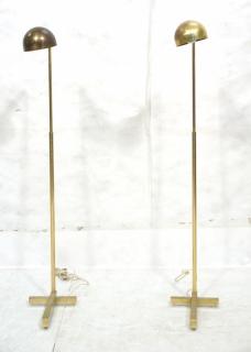 Appraisal: Pr Brass Modern Mid Century Floor Lamps Domed sm Pr