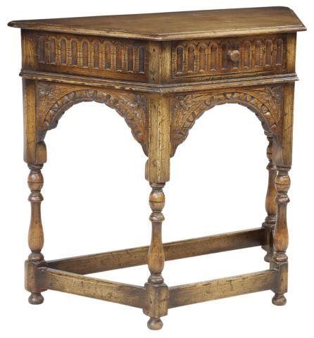 Appraisal: English oak canted console table attributed to Ipswich mid th