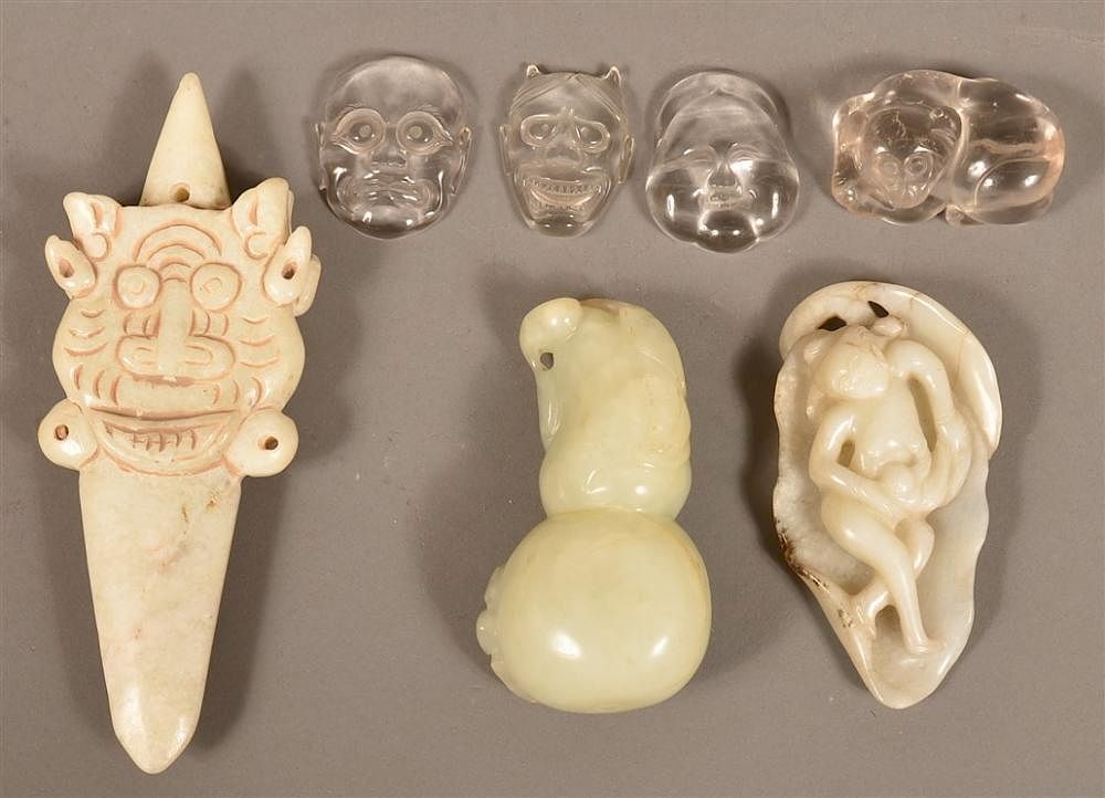 Appraisal: Lot of Seven Carved Jade and Crystal Lot of Seven