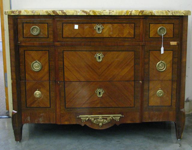 Appraisal: Vintage French Style Chest of Drawers with marble top gilt