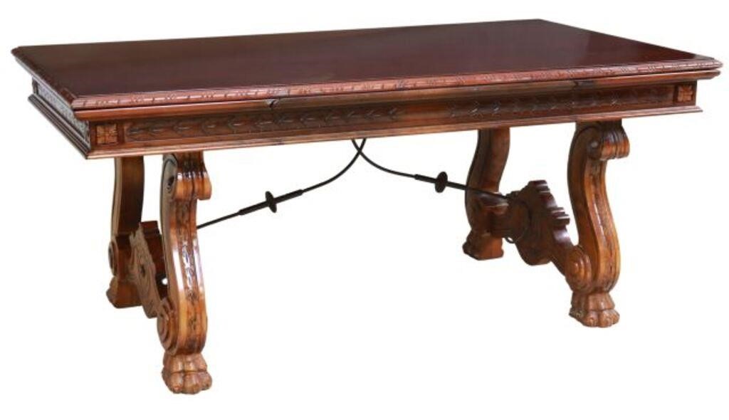 Appraisal: Spanish extension table th c having rectangular top foliate carved