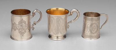 Appraisal: Three English silver mugs all with marks for Barnard Son