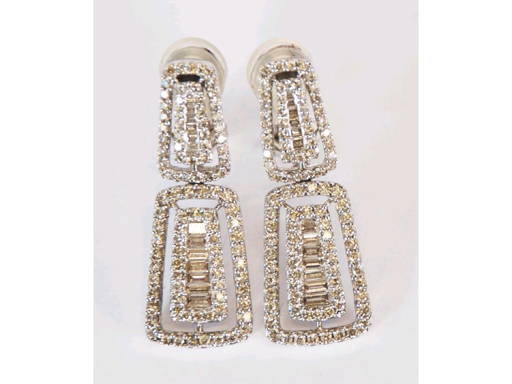 Appraisal: PAIR OF k WHITE GOLD AND DIAMOND ART DECO STYLE