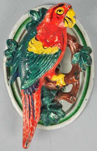 Appraisal: Cast Iron Hubley Parrot on Branch Doorknocker Description Shows parrot