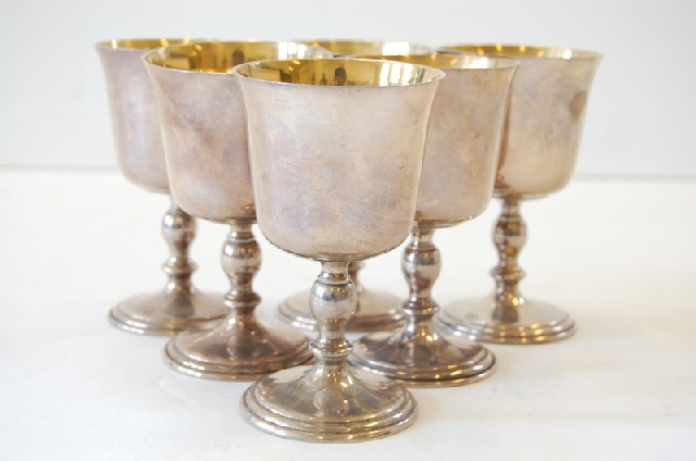 Appraisal: SET OF SIX ENGLISH STERLING SILVER GOBLETS