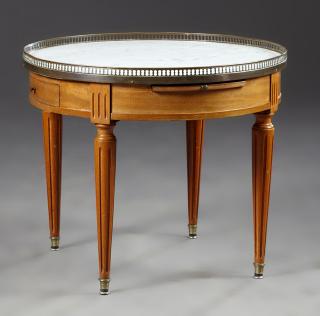 Appraisal: French Louis XVI Style Carved Mahogany Marble Top Bouillote Table