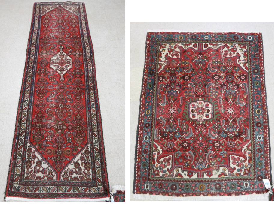 Appraisal: TWO SEMI-ANTIQUE PERSIAN AREA RUGS Hamadan region northwestern Iran both