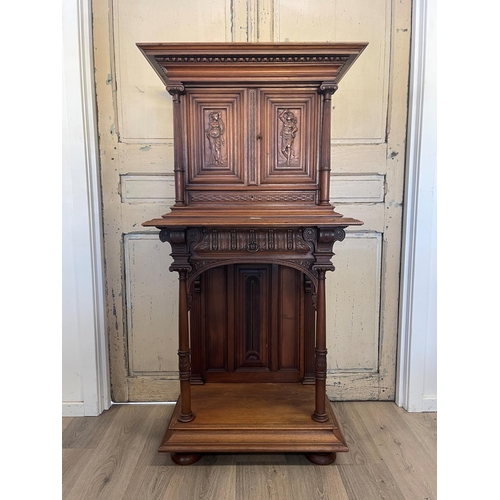 Appraisal: Antique French Renaissance Revival walnut hall or court cupboard on