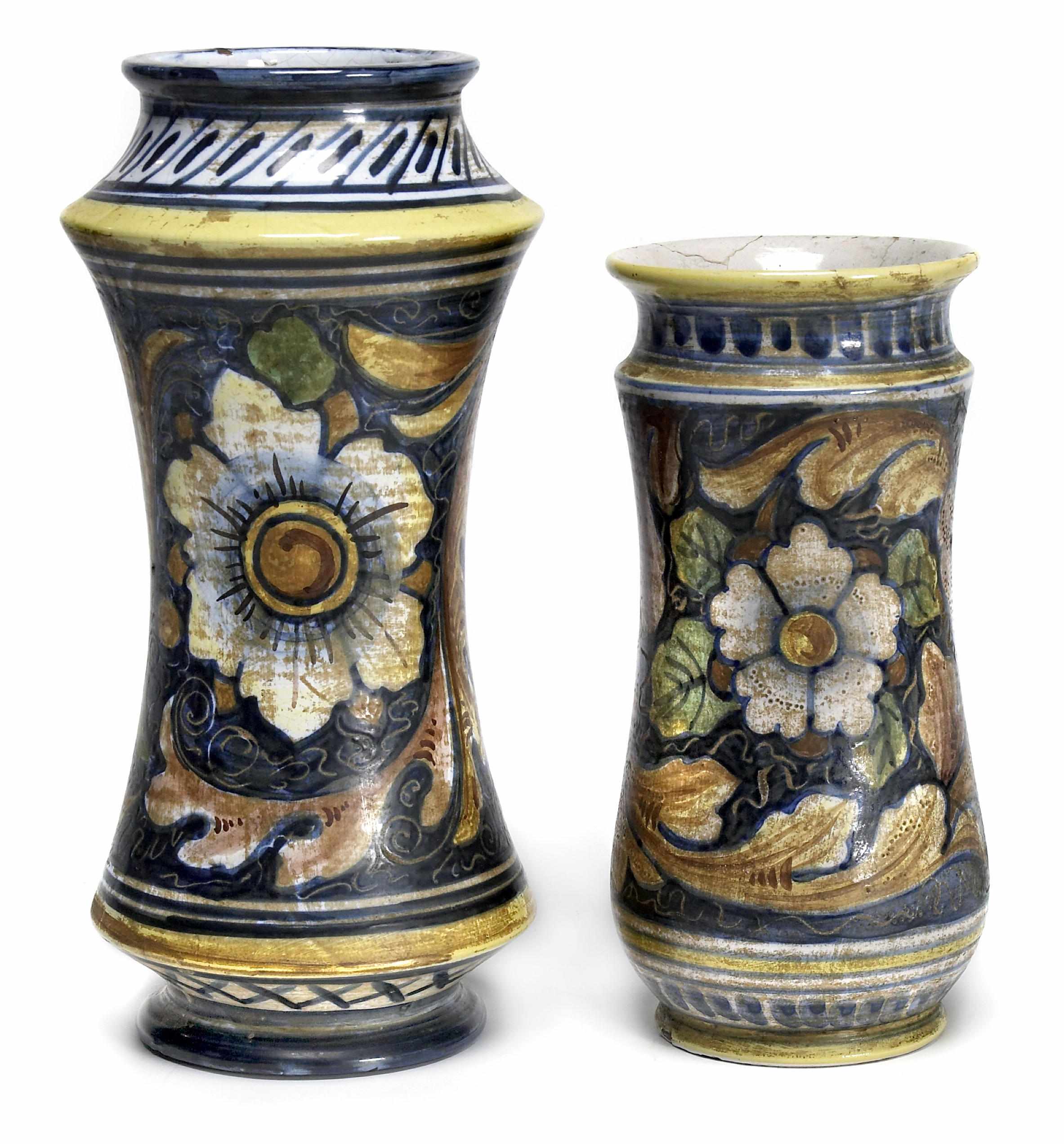 Appraisal: A group of two Italian maiolica style albarelli late th