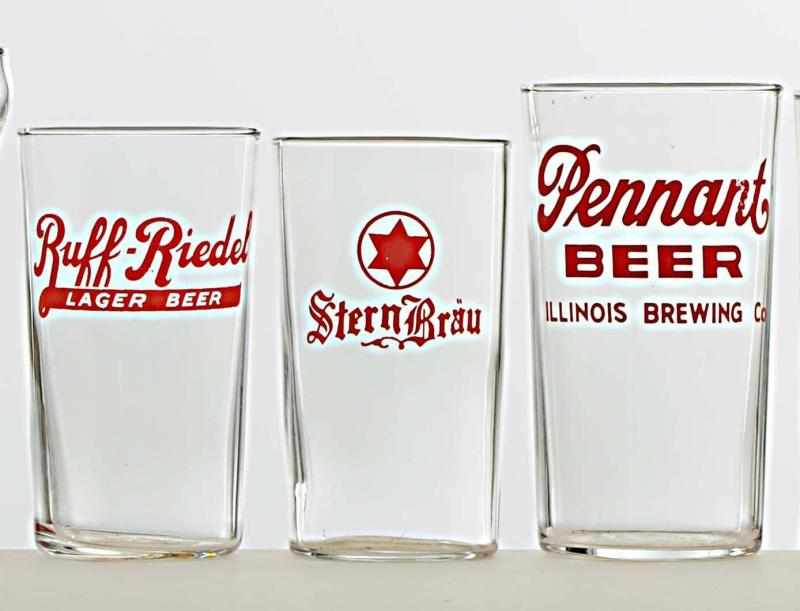 Appraisal: Lot of Enameled Beer Glasses Includes Pennant hard-to-find Ruff-Riedel and