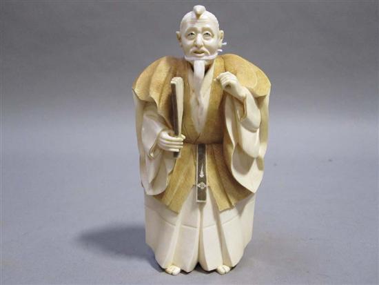 Appraisal: JAPANESE POLYCHROME DECORATED IVORY OKIMONO OF A BEARDED ELDER th