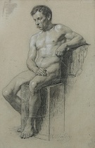 Appraisal: Male Nude Study Signed K Schmiders ca late th Century