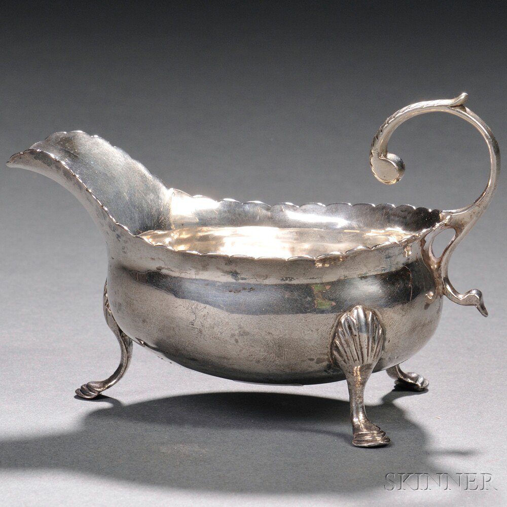 Appraisal: George III Sterling Silver Sauceboat London - maker's mark WG