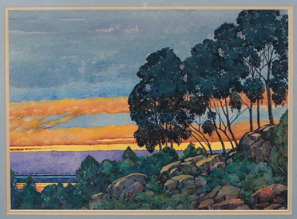 Appraisal: California School th century Sunset monogrammed and dated 'HG '