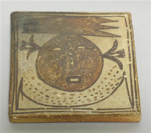 Appraisal: HOPI PAINTED TILE Hopi Villages paper label and inscribed ABT