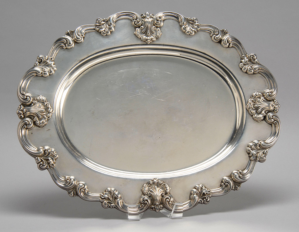 Appraisal: STERLING SILVER OVAL TRAY With applied swirl decoration No maker's