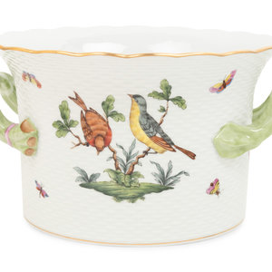 Appraisal: A Herend Porcelain Rothschild Bird Cache Pot Height x diameter