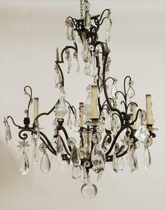 Appraisal: Louis XV-Style Cut-Glass and Gilt-Metal Six-Light Chandelier Approx in in