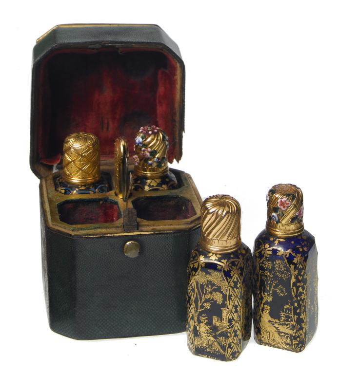 Appraisal: A SET OF FOUR GEORGE III GILT BLUE GLASS SCENT