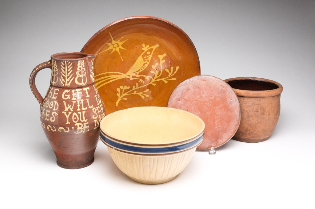 Appraisal: American th and th century Including an early redware crock