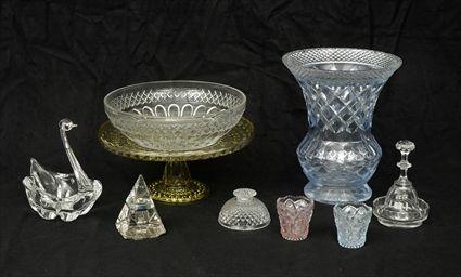 Appraisal: Ten Assorted Glass Articles Including a cut glass vase molded