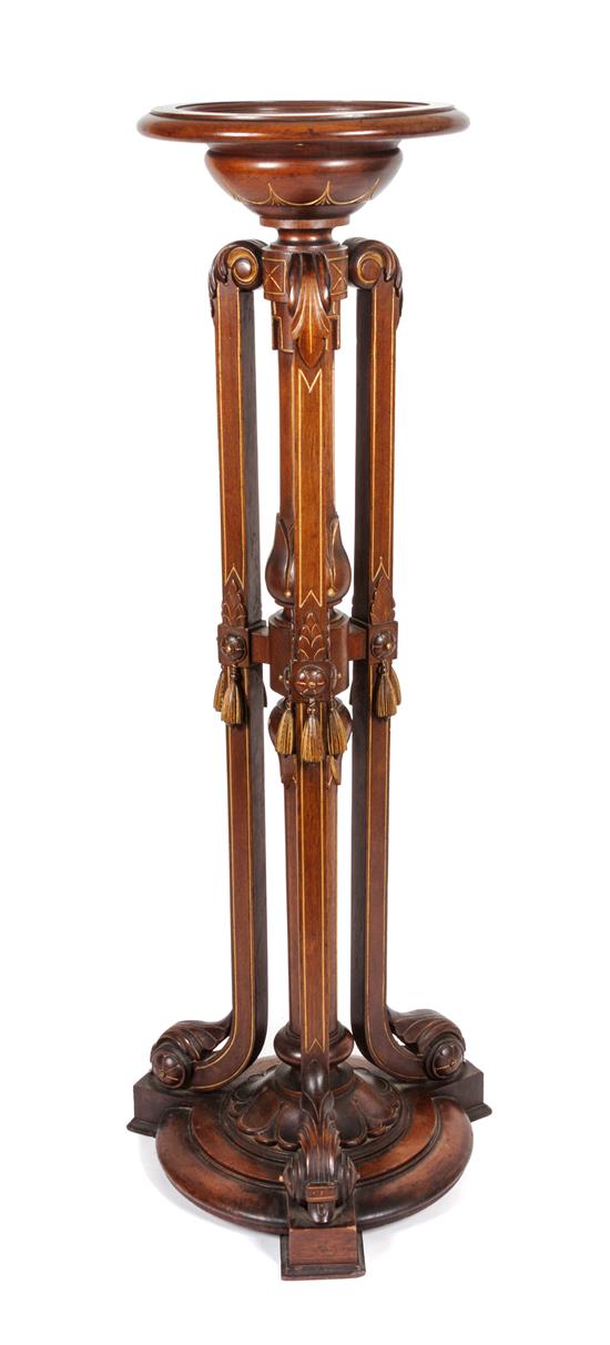 Appraisal: Sale Lot A Victorian Walnut Carved Pedestal having tripartite support