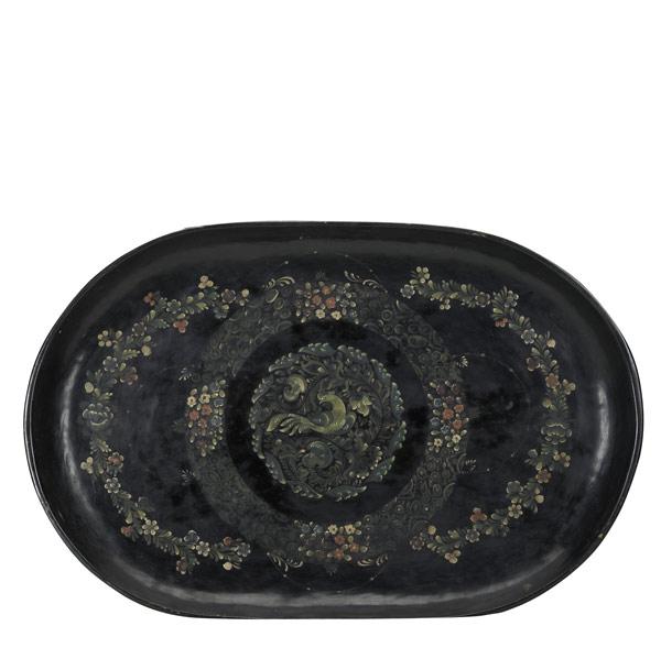 Appraisal: ENGLISH PAPIER MACHE TRAYS Grouping of four trays two oval