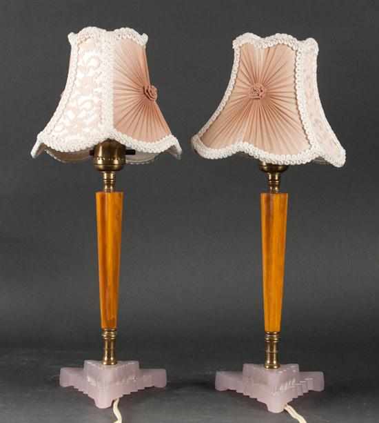 Appraisal: Pair of Art Deco boudoir lamps Estimate - All items