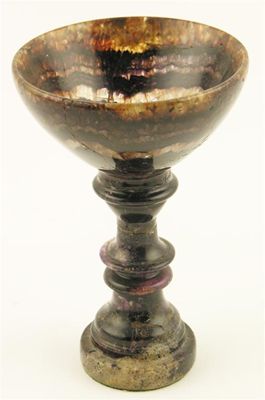 Appraisal: A turned blue john goblet with a knopped stem and