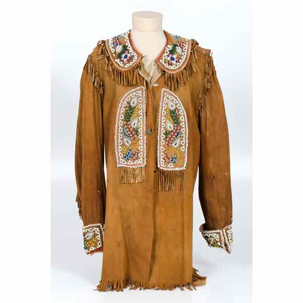 Appraisal: Iroquois Beadwork on Hide Jacket constructed of commercial leather with