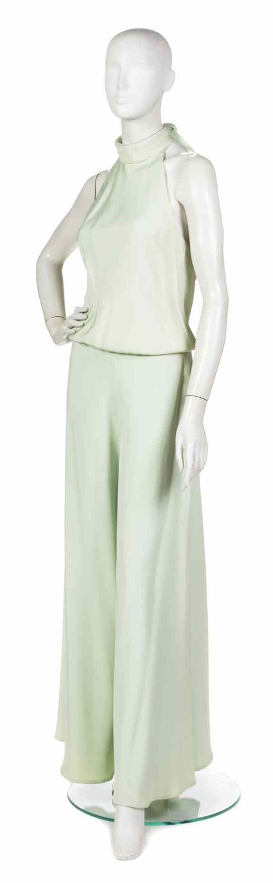 Appraisal: An Anne Klein Mint Green Evening Ensemble backless halter top