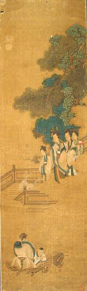 Appraisal: After Qiu Ying ca - Two figure paintings th Century