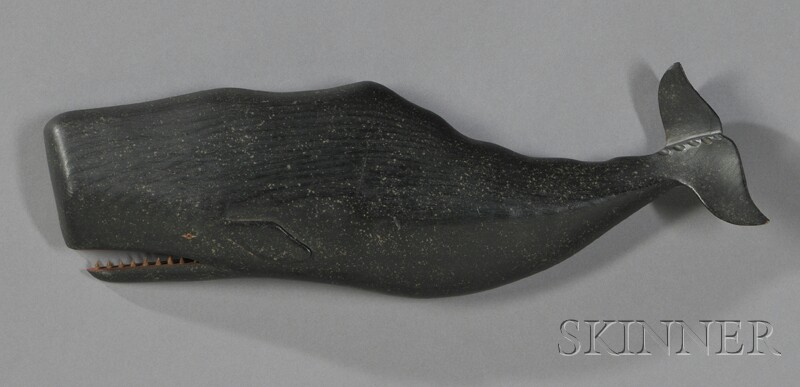 Appraisal: Clark Voorhees - Carved and Painted Wooden Sperm Whale Plaque