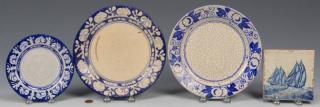 Appraisal: Dedham Plates Delft Tile Grouping of three Dedham pottery plates