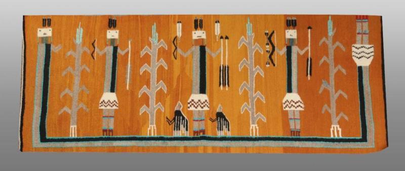 Appraisal: Wool Navajo Yei Rug Description Circa to Vegetable dyed wool