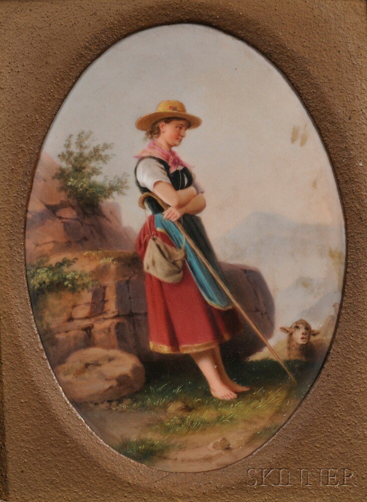 Appraisal: German Hand-painted Porcelain Plaque late th early th century oval