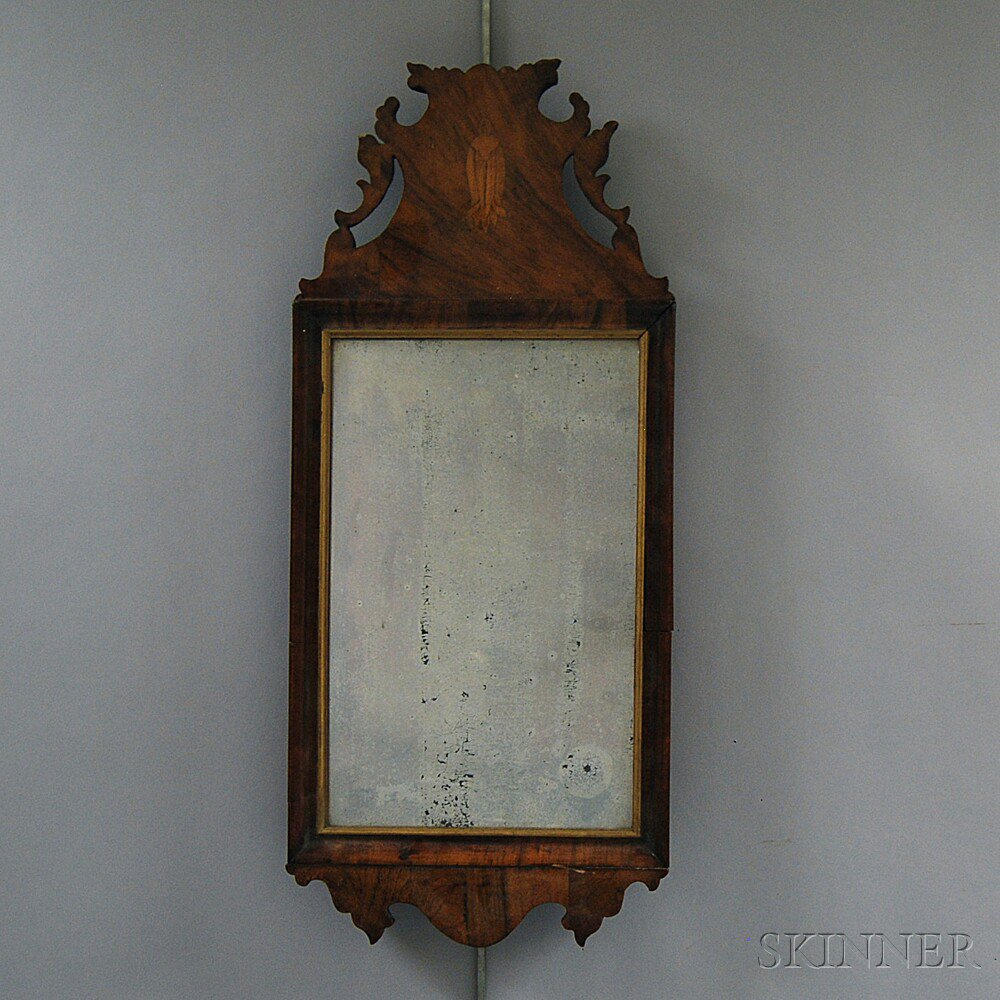 Appraisal: Queen Anne Inlaid Walnut Mirror England mid- th century the