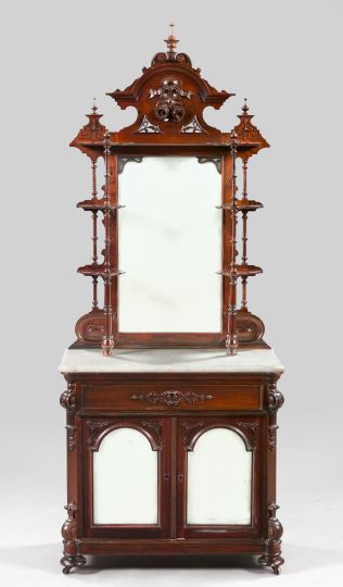 Appraisal: American Rococo Revival Rosewood Cabinet-Base Etagere third quarter th century