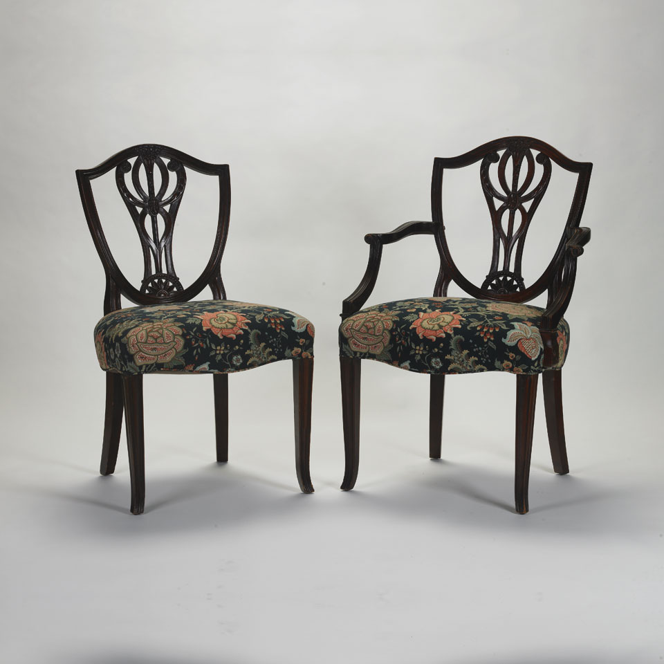 Appraisal: Mahogany Dining Suite in the Georgian Manner shield back chairs