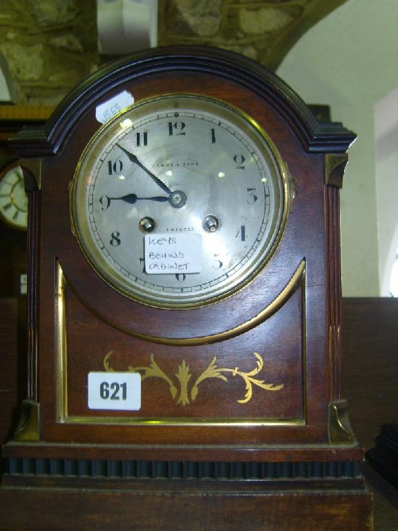 Appraisal: A th century mahogany mantle clock in a Georgian style