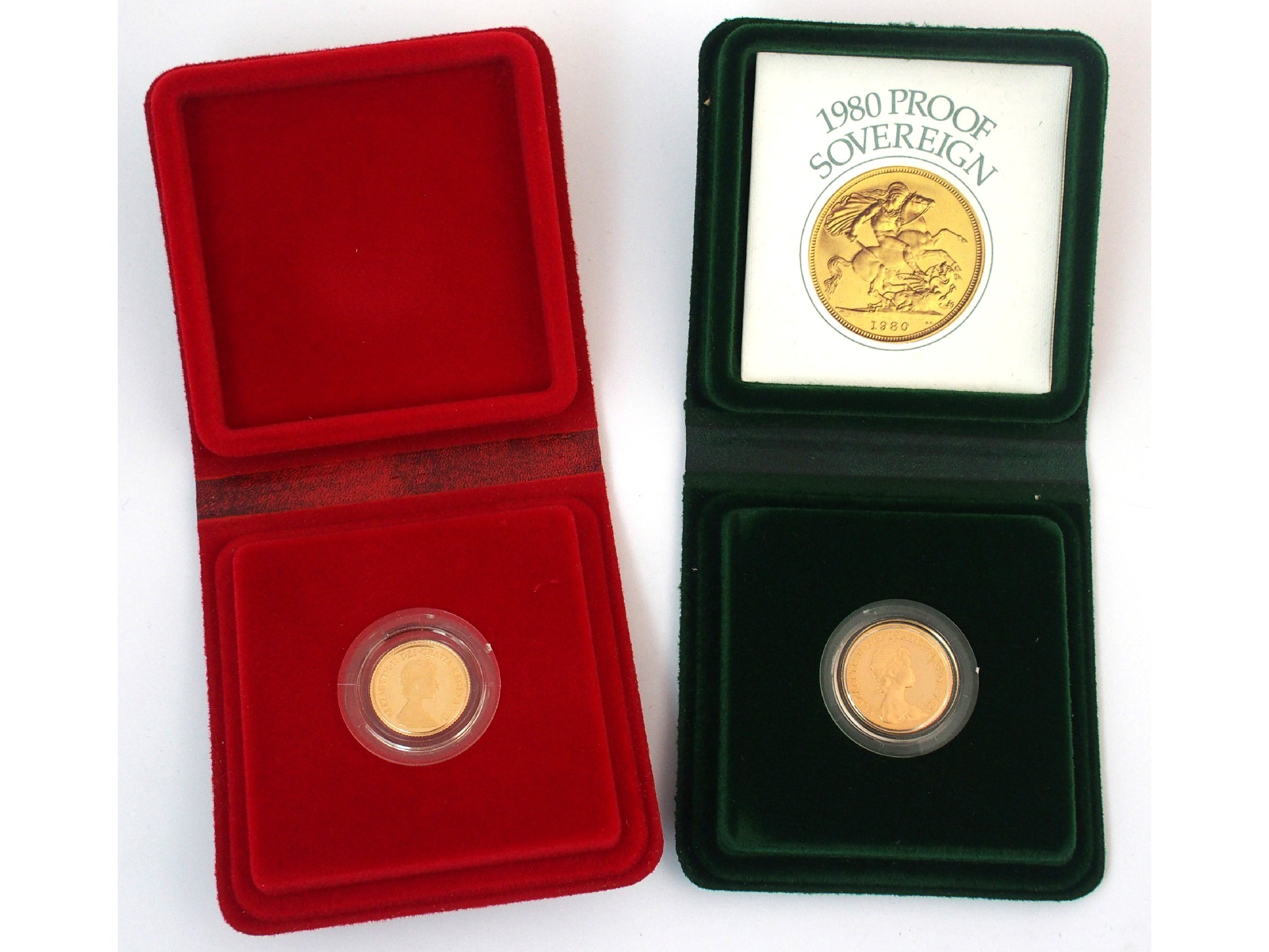 Appraisal: Elizabeth II proof Sovereignand Half Sovereign in original cases two