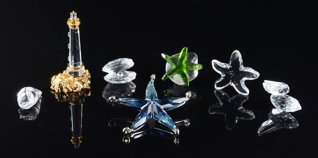 Appraisal: SWAROVSKI CRYSTAL FIGURINES MARITIME TRIO Michael Stamey designer small shells