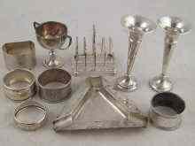 Appraisal: Silver Five various napkin rings a pair of spill vases