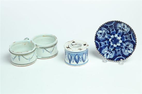 Appraisal: THREE PIECES OF DELFT European th- th century tin glazed