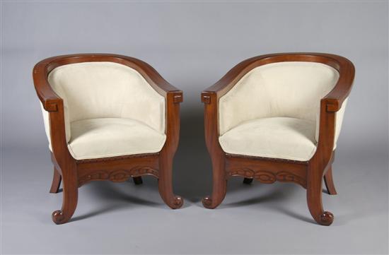 Appraisal: A Pair of Danish Barrel Back Chairs Height inches