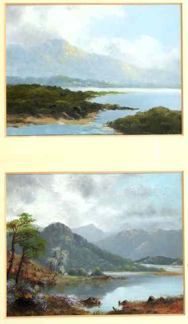 Appraisal: L B Two mountainous lake scenes one signed with initials