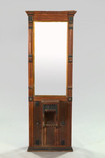 Appraisal: American Eastlake Gilt-Incised Ebonized and Walnut Hall Mirror fourth quarter