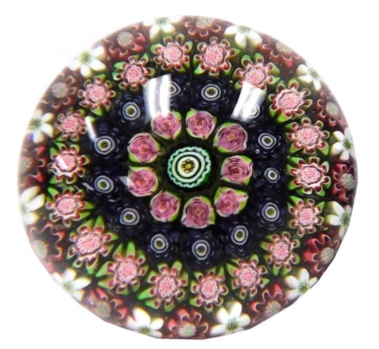 Appraisal: PAPERWEIGHT Antique French Clichy glass paperweight close concentric circles of