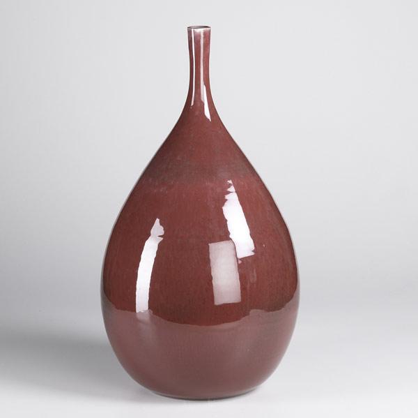 Appraisal: STEPHEN MERRITT Large white stoneware bottle-shaped vase in copper red