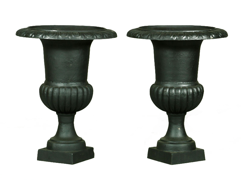 Appraisal: - Pair of Cast Iron Urns Pair of urns cast